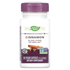Корица, экстракт премиум-класса, Cinnamon, Nature's Way, 60 вегетарианских капсул
