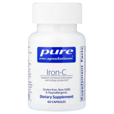 Залізо, 15 мг, Iron-C, Pure Encapsulations, 60 капсул