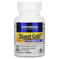 Ферменты с пробиотиками, Digest Gold+Probiotics, Enzymedica, 45 капсул
