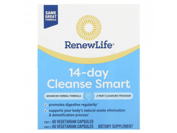 УЦІНКА Очищення та детокс, 30-денна програма, Advanced Cleanse Smart, Renew Life, 2 баночки по 60 вегетаріанських капсул (м'ята коробка)