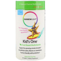 Мультивитамины на основе пищевых продуктов, фруктовый пунш, Kid's One, Rainbow Light, 90 жевательных таблеток