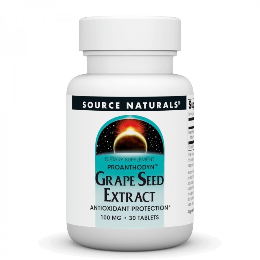 Екстракт виноградних кісточок, 100 мг, Grape Seed Extract, Proanthodyn, Source Naturals, 30 таблеток