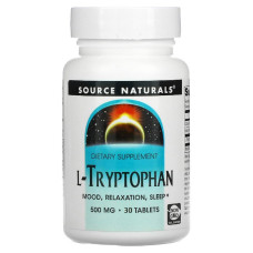 Л-Триптофан, 500 мг, Source Naturals, 30 таблеток