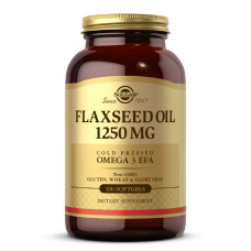 УЦІНКА Лляна Олія, Flaxseed Oil, Solgar, 1250 мг, 100 гелевих капсул (вм'ятина на кришці)