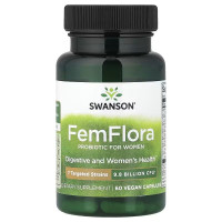 Пробіотик для жінок, 9,8 млрд КУО, FemFlora, Probiotic For Women, Swanson, 60 веганських капсул