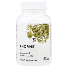 Вітамін K, Vitamin K, Thorne, 60 капсул