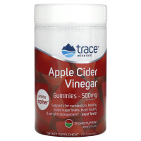 Яблочный уксус, 500 мг, вкус клубники и дыни, Apple Cider Vinegar Gummies, Trace Minerals, 60 жевательных конфет
