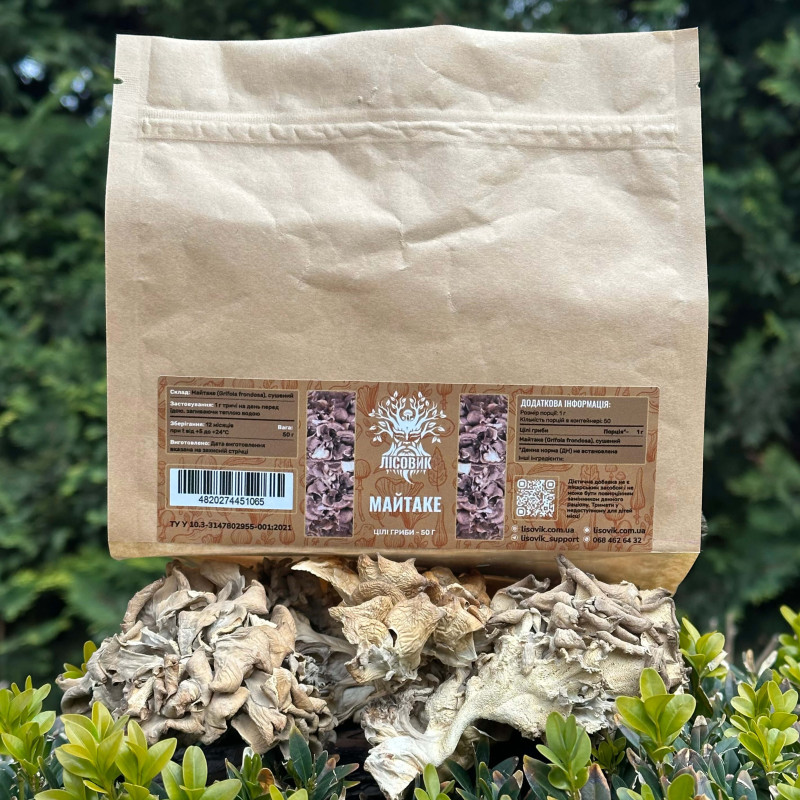 Гриб Майтаке, сушені плодові тіла, "Лісовик", 50 грам