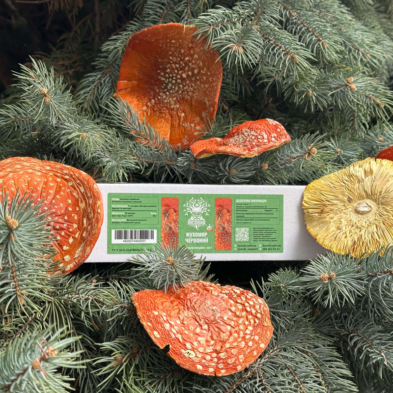 Капелюшки мухомора червоного VIP (цілі), "Лісовик", 50 грам