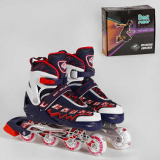 Ролики "Best Roller" размер 30-33; СИНИЙ, колеса PU, ПЕРЕДНЕЕ КОЛЕСО СО СВЕТОМ, стелька - 17-19 см, d колес – 6.5 см, в коробке)