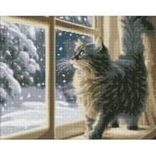 Алмазная мозаика - "Снегопад за окном" с голограммными стразами (AB) ©art_selena_ua, 40х50см