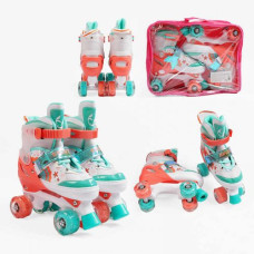 Ролики размер 34-38 (6) цвет Коралловый, стелька 21-24 см, колеса PU, КОЛЕСА СО СВЕТОМ, d колес – 4,5 см, в сумке