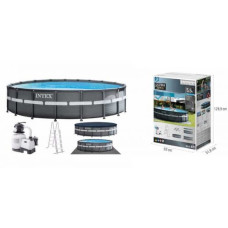 Intex Басейн каркасний (об'єм води:26423л, розмір: 549х132см, сходи, насос-фільтр піщаний – 6000 л/год, скіммер), в коробці