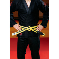 Жовто-чорний пояс для джиу джитсу ТМ KINTAYO, Зріст 150 см, Довжина 240 см, Ширина 4 см, Бавовна, Поліестер