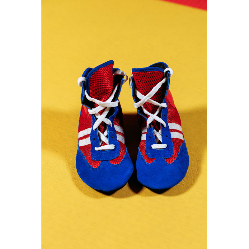 Взуття для самбо (самбетки) TM "Kintayo", Розмір 44, Унісекс, Шкіра, Замша, Поліестер (сітка), Синьо-червоний