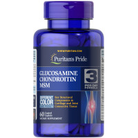 Глюкозамин хондроитин и МСМ, Glucosamine, Chondroitin & MSM-3 Per Day Formula, Puritan's Pride, 60 каплет