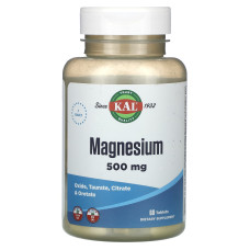 Магній, Magnesium, KAL, 500 мг, 60 таблеток