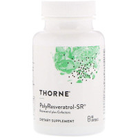 Ресвератрол, птеростільбен, куркумін, PolyResveratrol-SR, Thorne, 60 капсул