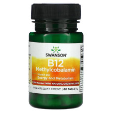 Витамин В-12 (метилкобаламин), Ultra Vitamin B-12 Methylcobalamin, Swanson, вкус вишни, 2500 мкг, 60 таблеток