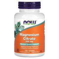 Магний цитрат, Magnesium Citrate, NOW Foods, 200 мг, 100 таблеток