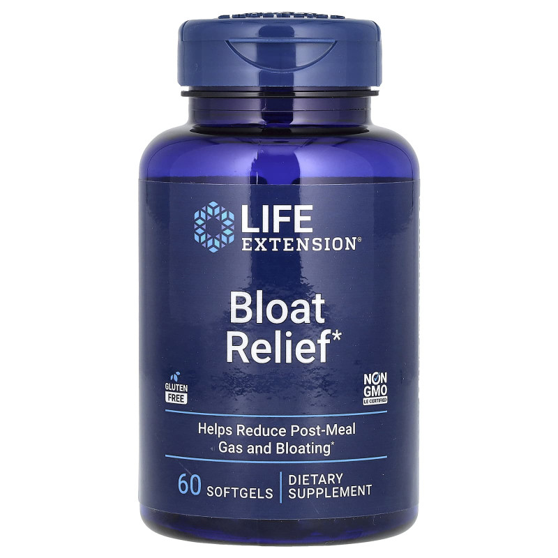 Засіб від здуття живота, Bloat Reliefe, Life Extension, 60 гелевих капсул