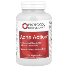 Облегчение боли, Ache Action, Protocol for Life Balance, 120 растительных капсул