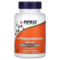 Фенилаланин, L-Phenylalanine, Now Foods, 500 мг, 120 вегетарианских капсул.