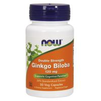 Гінкго білоба, Ginkgo Biloba, Now Foods, подвійна сила, 120 мг, 50 вегетаріанських капсул