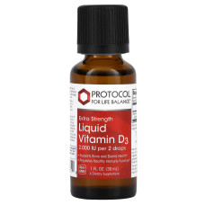 Витамин D3, Liquid Vitamin D3, Protocol for Life Balance, повышенная сила, 2000 МЕ, 30 мл