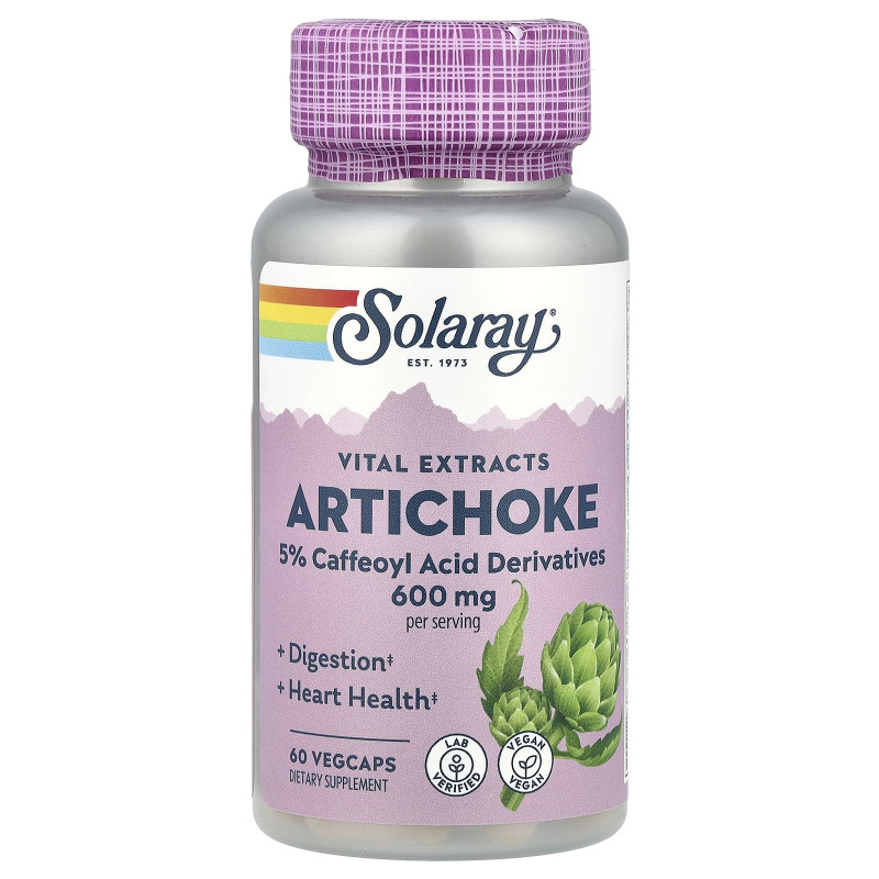 Артишок, экстракт листьев, Artichoke Leaf Extract, Solaray, 600 мг, 60 растительных капсул (300 мг в капсуле)