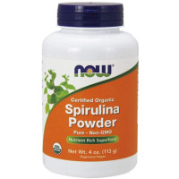 Спирулина, сертифицированный органический порошок, Spirulina, NOW Foods, 113 гр