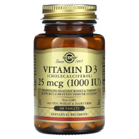 Вітамін D3 (холекальциферол), Vitamin D3, Solgar, 25 мкг (1000 МО), 180 таблеток