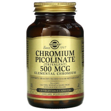 Хром пиколинат, Chromium Picolinate, Solgar, 500 мкг, 120 вегетарианских капсул