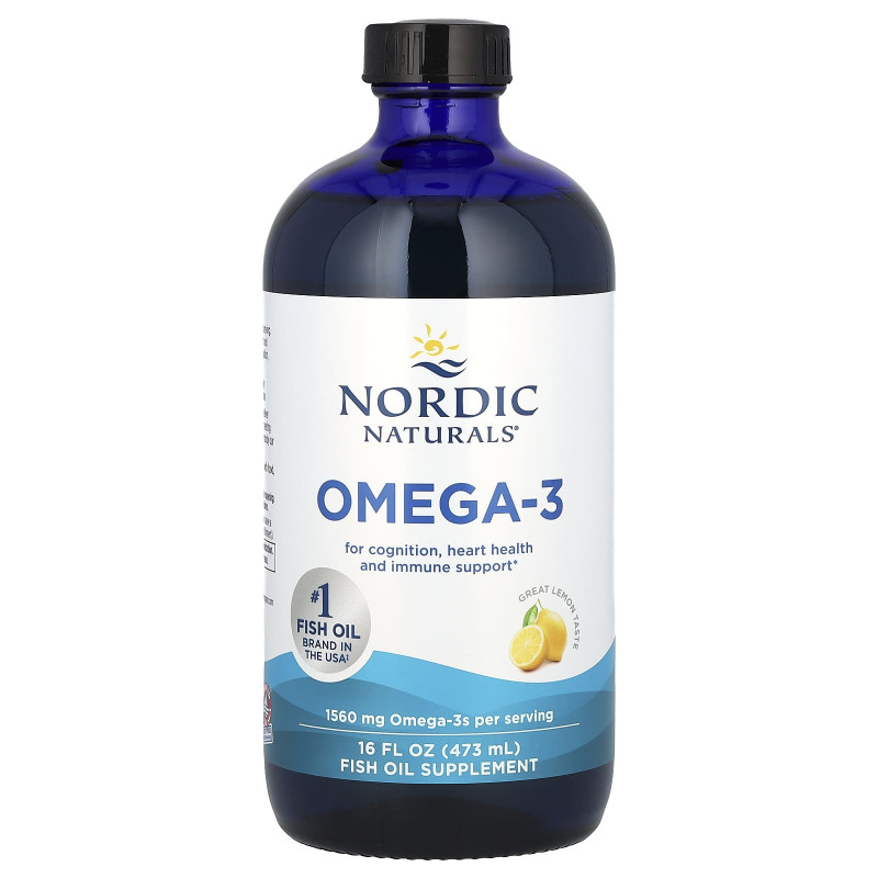 Омега-3, Omega-3, Nordic Naturals, вкус лимона, 1560 мг, 473 мл.