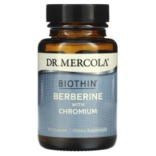 Берберин с хромом, для улучшения метаболизма Biothin, Berberine with Chromium, Dr. Mercola, 30 капсул