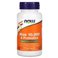 Алоэ вера 10000 и пробиотики, Aloe & Probiotics, Now Foods, 60 вегетарианских капсул