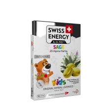 Льодяники від застуди, для дітей, Herbal Lozenges Blister 20 herbs + Sage for kids, Swiss Energy, від кашлю, болю в горлі та закладеності носа, 20 альпійських трав та шавлія, 12 трав'яних льодяників