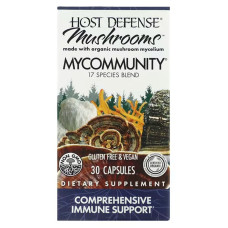 Підтримка імунітету, Mushrooms, MyCommunity, Fungi Perfecti, Host Defense Mushrooms, 30 капсул