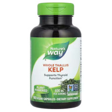 Ламінарія, Kelp, Whole Thallus, Nature's Way, 600 мг, 180 веганських капсул
