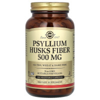 Подорожник, Psyllium Husks Fiber, Solgar, клетчатка шелухи, 500 мг, 200 вегетарианских капсул