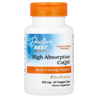 Коензим Q10, High Absorption CoQ10, Doctor's Best, з біоперином, 100 мг, 60 вегетаріанських капсул