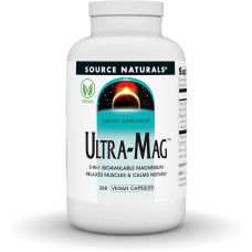 Магний ультра, Ultra-Mag, Source Naturals, 5-в-1, расслабляет мышцы и успокаивает нервы, 360 веганских капсул
