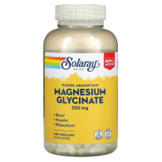Магній гліцинат, Magnesium Glycinate, Solaray, висока абсорбція, 350 мг, 240 вегетаріанських капсул