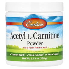 Ацетил карнітин, Acetyl-L-Carnitine, Carlson, порошок амінокислоти, 100 г