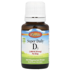 Вітамін D3, Super Daily D3, Carlson, 50 мкг (2000 МО), 10,3 мл