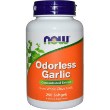 Часник, концентрований екстракт, Odorless Garlic, Now Foods, 50 мг, 250 гелевих капсул (25 мг в одній капсулі)