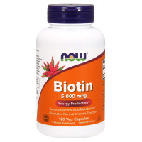 Биотин, Biotin, Now Foods, 5000 мкг, 120 вегетарианских капсул
