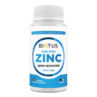 Хелатний цинк, Chelated Zinc, Biotus, 30 мг, 100 капсул