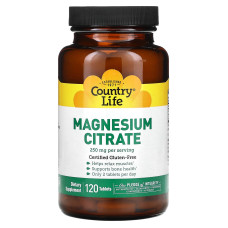 Магній цитрат, Magnesium Citrate, Country Life, 250 мг, 120 таблеток