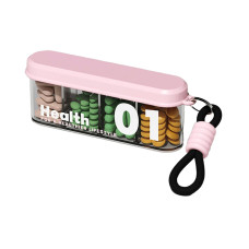 Органайзер для таблеток с ремешком, Health 01 Portable Pill Organizer with Lanyard, MEMOSAN, водонепроницаемый, с 4 отделениями, розовый